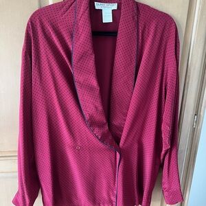 Alfred Sung long sleeve wrap tinic silk blouse